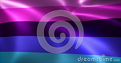 Omni Flag, Omnisexual Pride Flag with waving folds, close up view, 3D rendering Stock Photo