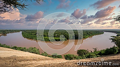 Omo river in Omo Valley, Ethiopia Stock Photo
