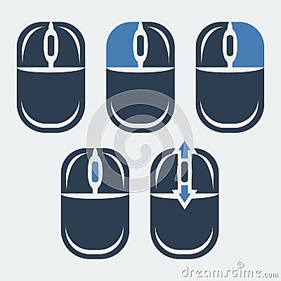 Ð¡omputer mouse and it's buttons indication Vector Illustration