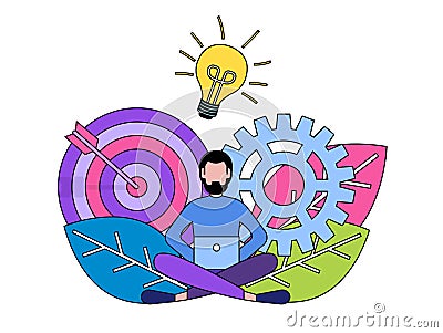 Ð¡omputer user, working at home, brainstorming Vector Illustration