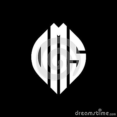 OMS circle letter logo design with circle and ellipse shape. OMS ellipse letters with typographic style. The three initials form a Vector Illustration
