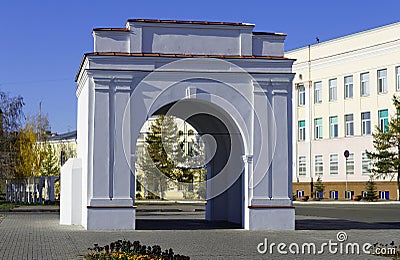 Omsk restored gates of the Omsk fortress Stock Photo