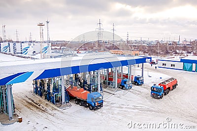 Omsk, Russia - December 6, 2011: Gazprom, gas station Editorial Stock Photo