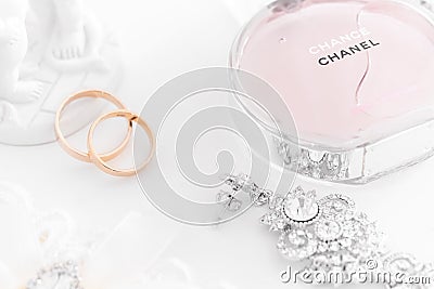 Omsk, Russia - June 03, 2014: bride morning perfume Chanel Editorial Stock Photo
