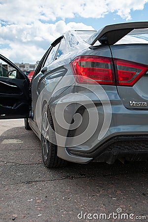 OMSK, RUSSIA - JUNE 28, 2020: Meeting of the Lada Vesta Omsk group community-Lada Vesta around the world. Editorial Stock Photo