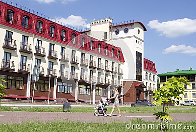 OMSK, RUSSIA - JUNE 12, 2015: Modern architecture, administrative building Editorial Stock Photo