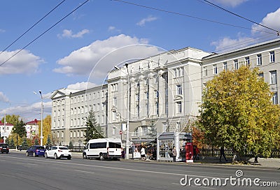 Omsk, Russia - September 19, 2010: building of Transport Academy Editorial Stock Photo