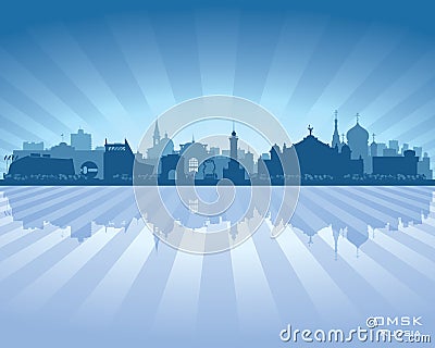 Omsk Russia skyline city silhouette Vector Illustration