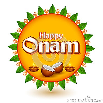 Onam celebration background for Happy Onam festival of South India Kerala Cartoon Illustration