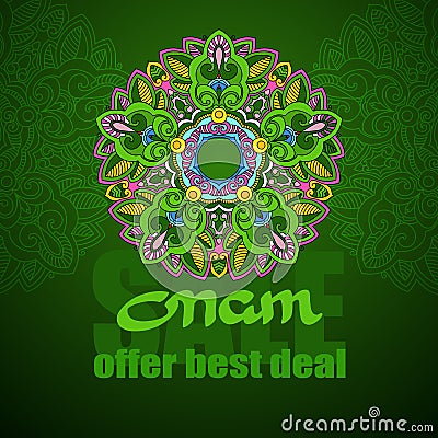 Onam sale banner with colorful mandala. Vector. Vector Illustration