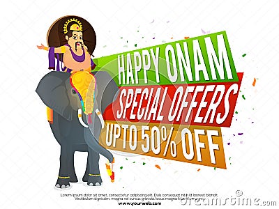 Onam Sale Poster, Banner or Flyer design. Cartoon Illustration