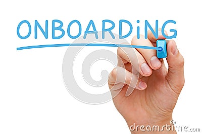 Onboarding Blue Marker Stock Photo