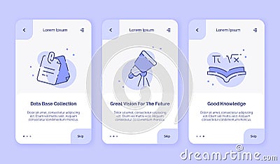 Onboarding icon creative data base collection great vision for the future good knowledge campaign for mobil apps landing template Vector Illustration