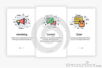 Onboarding screens design in marketing concept. Vector Illustration