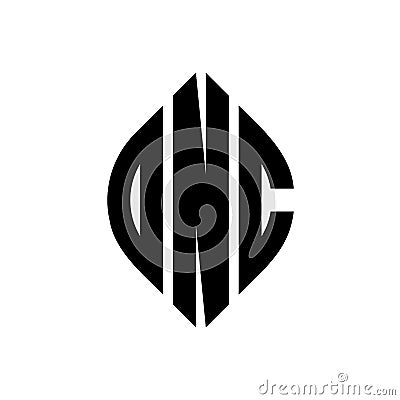 ONC circle letter logo design with circle and ellipse shape. ONC ellipse letters with typographic style. The three initials form a Vector Illustration