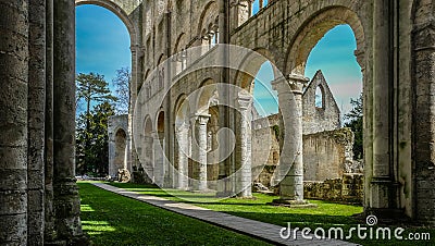 Monastery Abbaye de JumiÃ¨ges / JumiÃ¨ges Abbey in Normandy, France Stock Photo