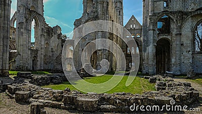 Monastery Abbaye de JumiÃ¨ges / JumiÃ¨ges Abbey in Normandy, France Stock Photo