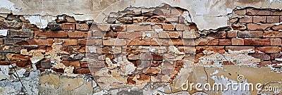 Old Brick Wall Demolition background texture. Generative AI Stock Photo