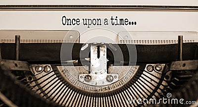 Once upon a time symbol. Words `Once upon a time` typed on retro typewriter. Business and once upon a time concept. Copy space Stock Photo