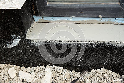 Oncrete waterproofing membrane for underground basement walls Stock Photo