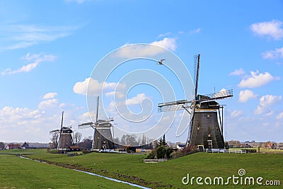 Smock mill - Ondermolen, Middenmolen & Bovenmolen Stock Photo