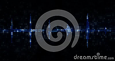 Ondes sonores de spectre audio numérique bleu d'égaliseur sur le fond noir, signal stéréo d'effet sonore avec la verticale banque de vidéos Ondes sonores de spectre audio numérique bleu d'égaliseur sur le fond noir, signal stéréo d'effet sonore avec la verticale banque de vidéos