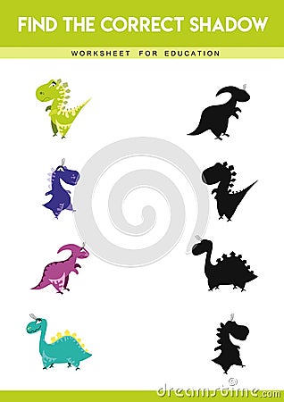 Find the correct shadow. Educational game for children. Cartoon vector illustration Vector Illustration