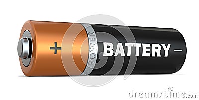 One AA battery isolated on white background, 3D render Stock Photo