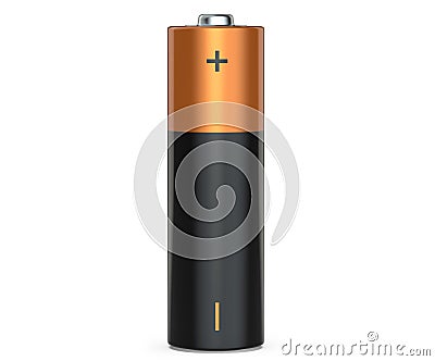 One AA battery isolated on white, with clipping path. 3D render Stock Photo