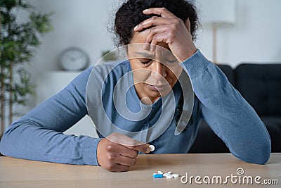 One african american portrait woman suffering depression Stock Photo