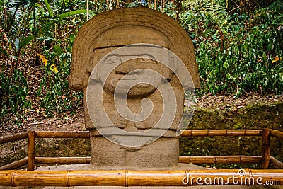 One of the ancient statues in San Augustin park, Colombia Stock Photo