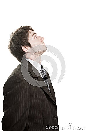 One awaiting businessman looking up Stock Photo
