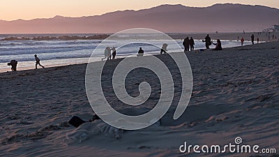 Sunset on the beach in Los Angeles Editorial Stock Photo