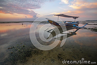 Sunrise over the sea in Mertasari Beach, Bali Editorial Stock Photo