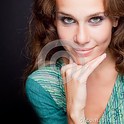 One beautiful elegant stylish young woman Stock Photo