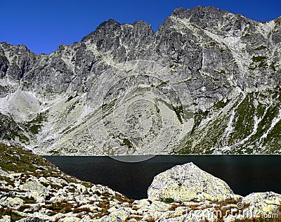 One beautiful view of Tatra mountain. Tarn and hills Stock Photo