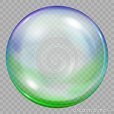 One big multicolored transparent soap bubble Vector Illustration