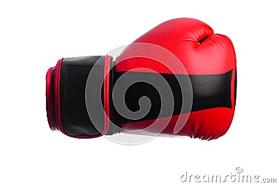 One black and red boxing mitts on a white background Stock Photo