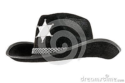 One black sheriff cowboy hat Stock Photo