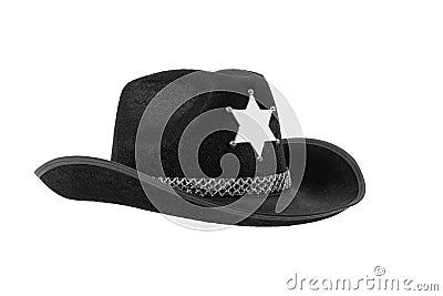 One black sheriff cowboy hat Stock Photo