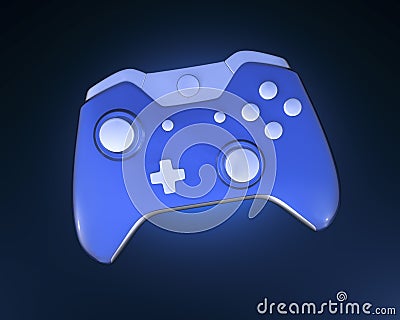 One Blue Game Controller Stock Photo