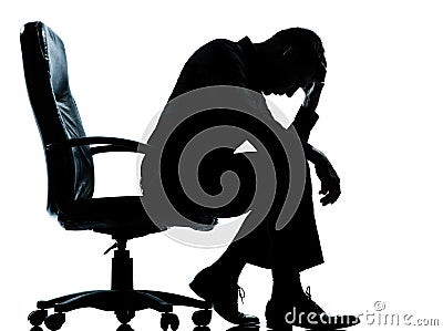 One business man tired sad despair silhouette Stock Photo