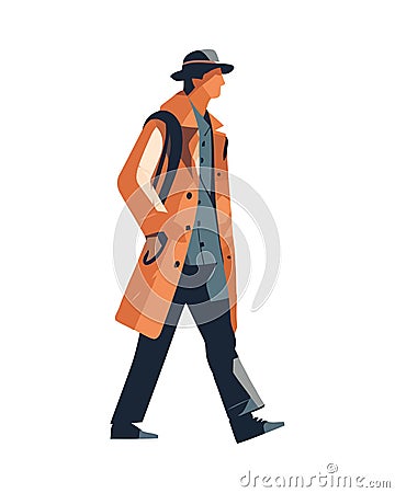 One businessman walking with elegance in autumn Vector Illustration