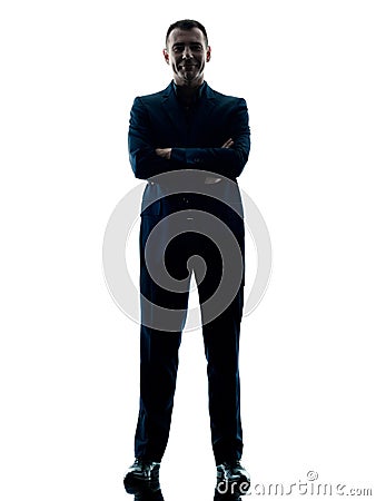 Business man standing silhouette isolated Stock Photo