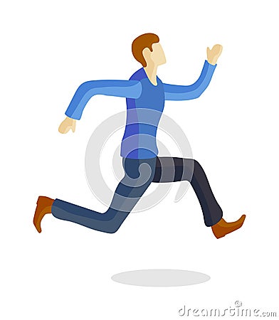 One caucasian running man training young sprinter runner vector. Vector Illustration