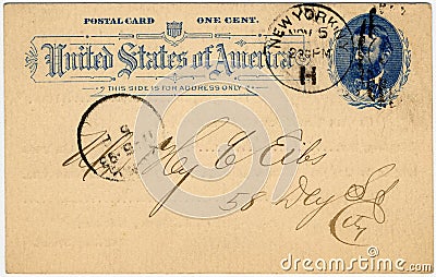 One cent postcard a Stock Photo