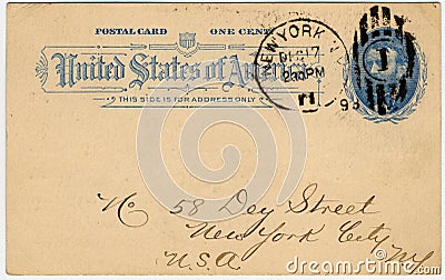 One cent US postcard e Stock Photo