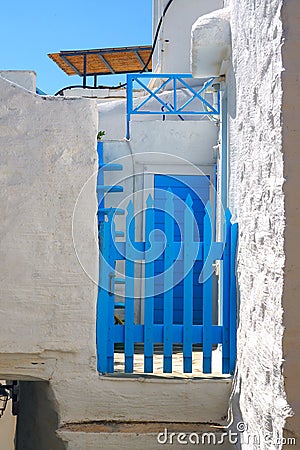 One of the charms of Mykonos, Greek island in the heart of the cyclades, are its narrow streets Stock Photo