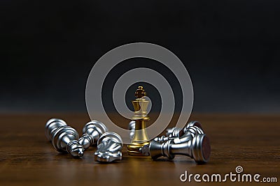 Only one chess standing firmly and another chess that falling Concept of leadership Stock Photo