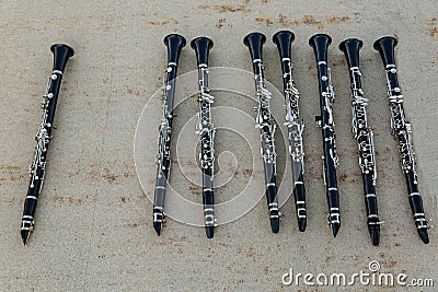 One clarinet always has to be different than the others Stock Photo